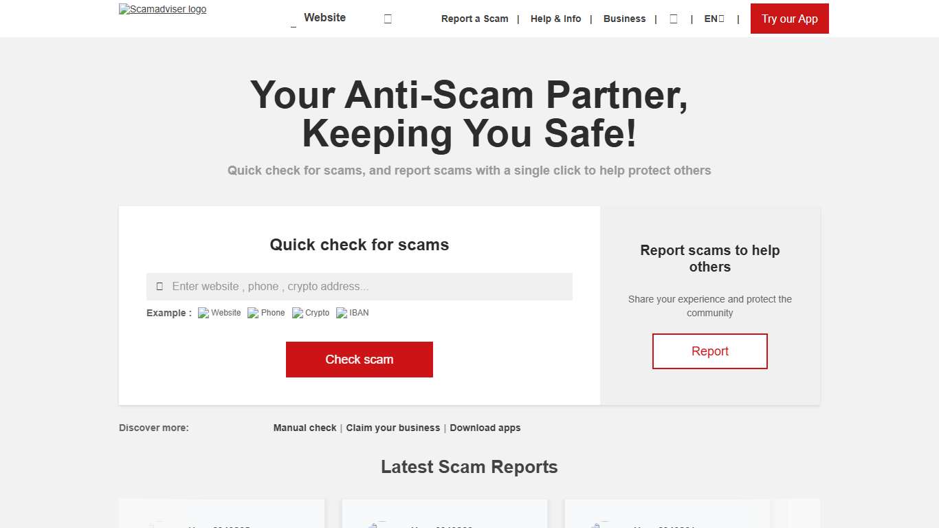 ScamAdviser.com Check a website for risk Check if fraudulent Website trust reviews |Check website is fake or a scam